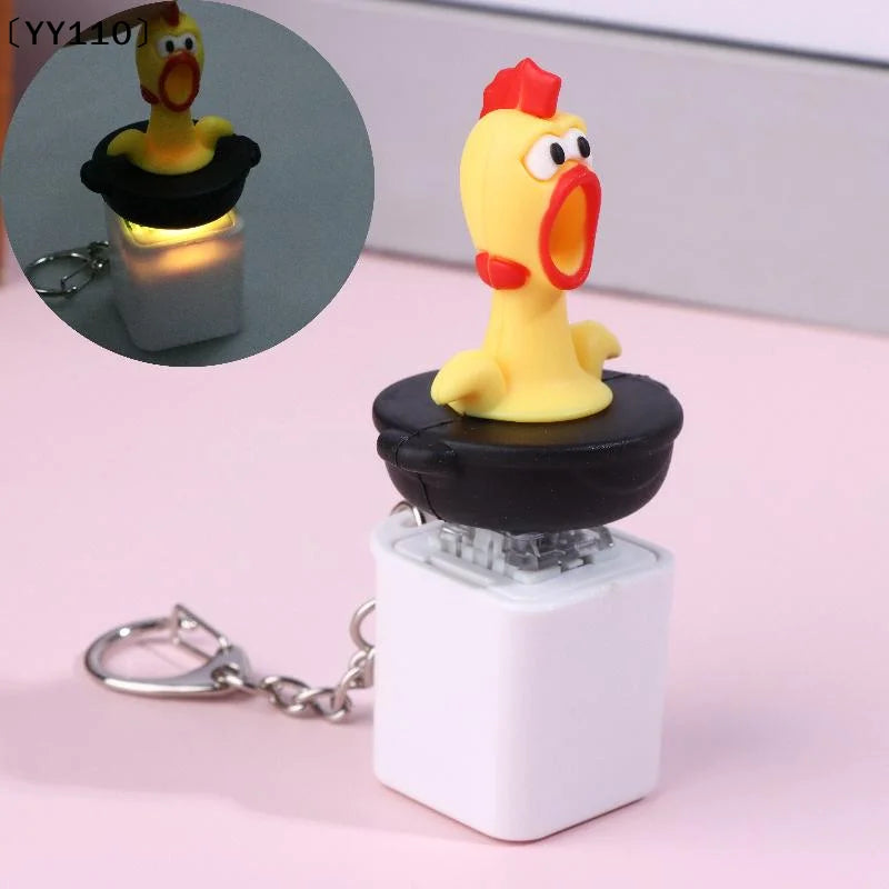 Stress Relief Kippen Sleutelhanger – Cartoon Geluidsgadget