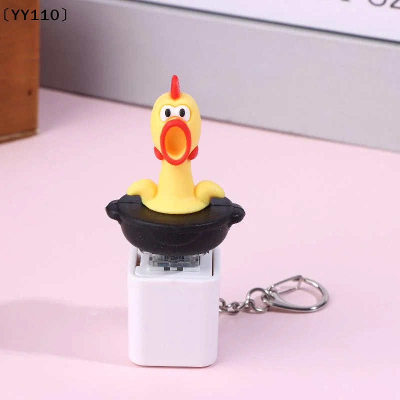 Stress Relief Kippen Sleutelhanger – Cartoon Geluidsgadget
