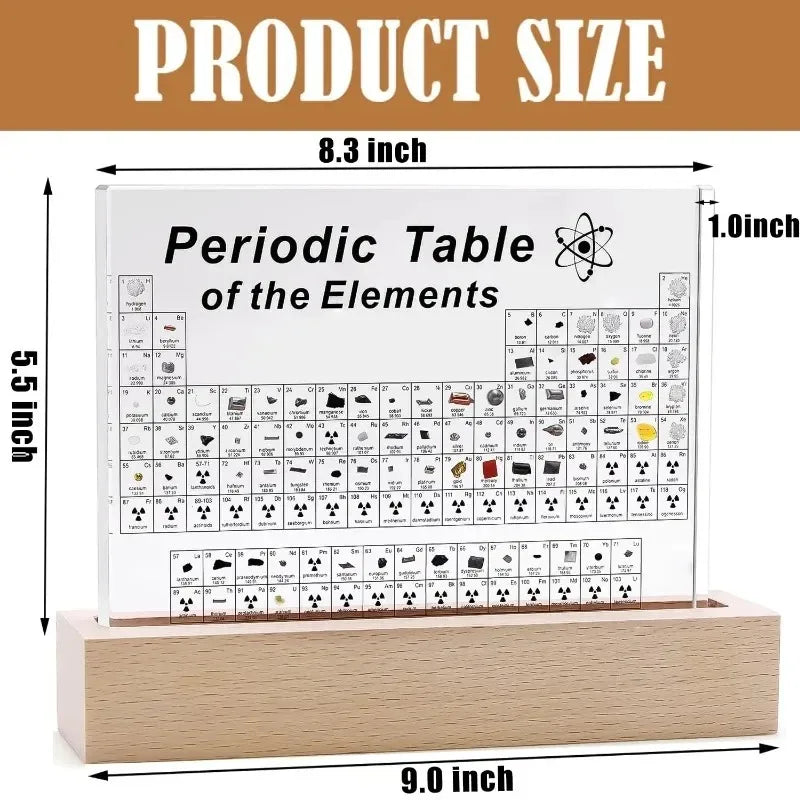 Periodieke Tafel met Elementmonsters & LED-Verlichting