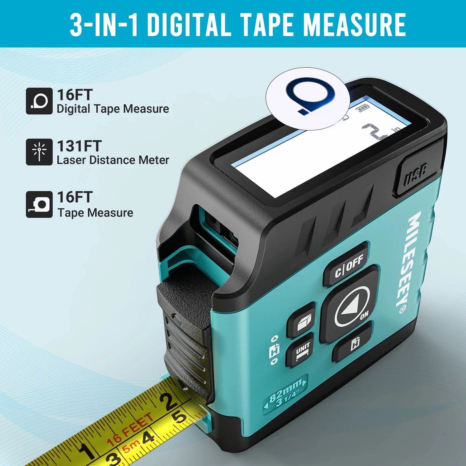 Professionele Laser Afstandsmeter – Mileseey Digitale Rangefinder voor Binnen en Buiten