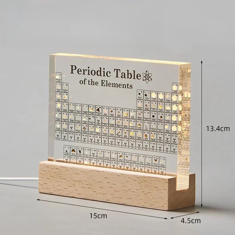Periodieke Tafel met Elementmonsters & LED-Verlichting