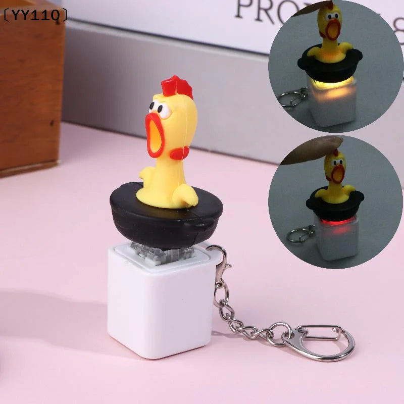 Stress Relief Kippen Sleutelhanger – Cartoon Geluidsgadget