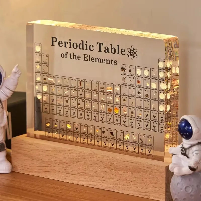 Periodieke Tafel met Elementmonsters & LED-Verlichting