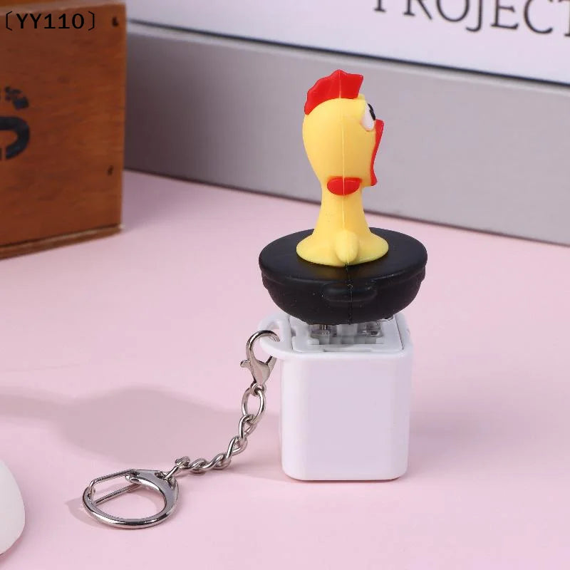 Stress Relief Kippen Sleutelhanger – Cartoon Geluidsgadget