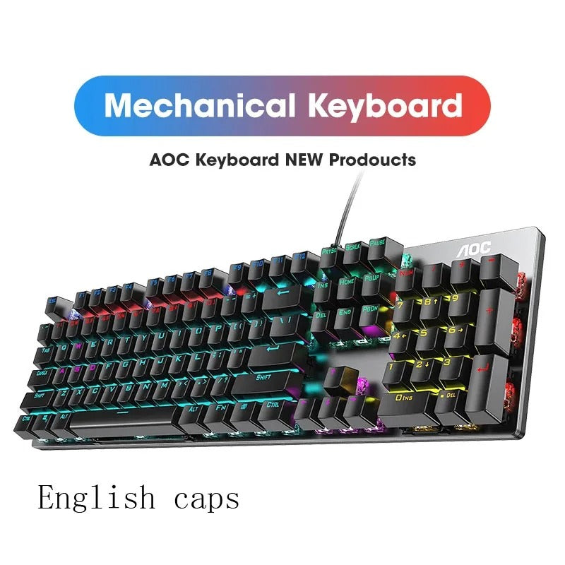 AOC GK410 Mechanisch Gaming Toetsenbord RGB – 104 Toetsen, Metalen Paneel, N-Key Rollover