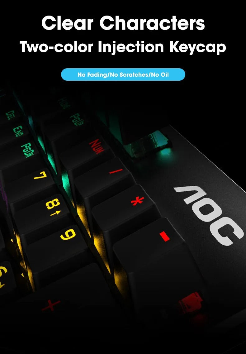 AOC GK410 Mechanical Gaming Keyboard RGB – 104 Keys, Metal Panel, N-Key Rollover